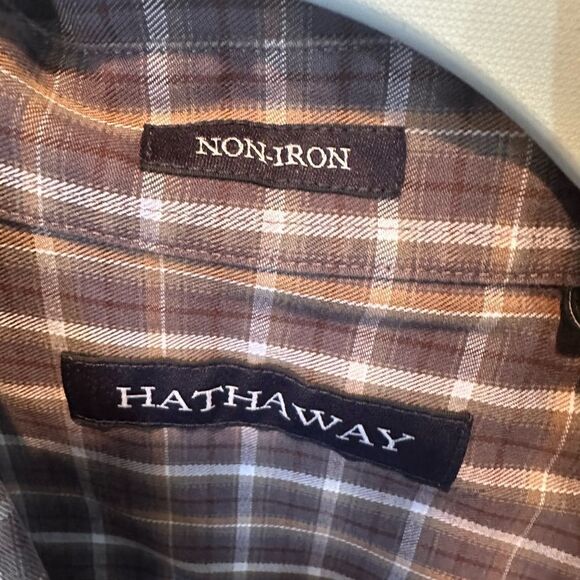 Hathaway NON-IRON Plaid Collared Button Down Shirt XL - Picture 4 of 5